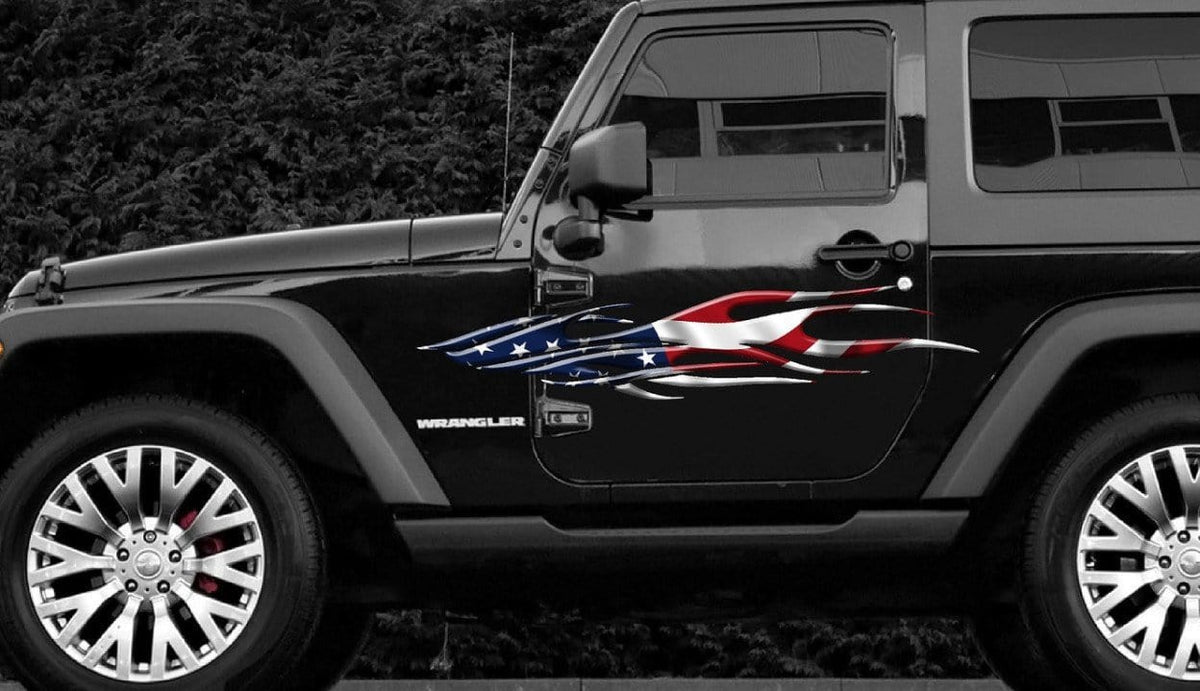 american flag decal on wrangler jeep